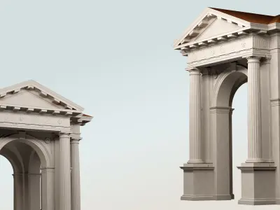 Arched portico in Doric mutulary   order column gazebo  3D model
