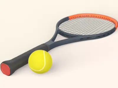 Tennis Racket and Ball 3D model