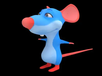Asset - Cartoons - Character - Animals - Rig - Rat - Hight Poly Low-poly 3D model