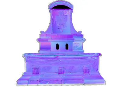 Version Low Poly Hand Style Fountain 19th Stone Low-poly 3D model