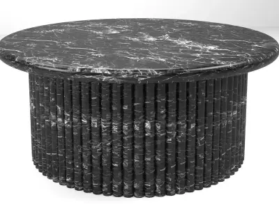 Round Black and White Marble Dining Table Free 3D model
