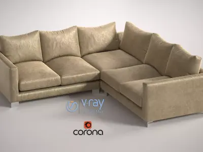 Sofa Zora small Square corner unit 258cm x 258cm 3D model