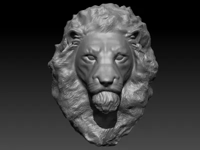 Lion head Sculpture 3D model
