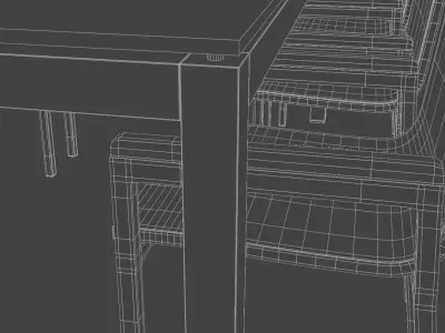 Exterior glass table with chairs 3D model