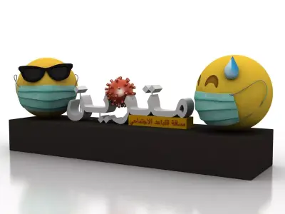 Social Distancing model for coronavirus  Low-poly 3D model