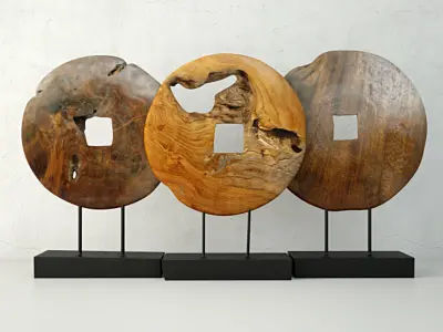 Teak Wood Table Top Decoration 3D model