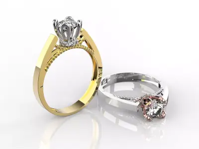 M1199002 engagement ring 3D print model