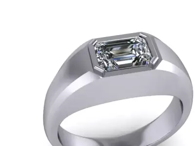 1 CARAT Emerald Mens Ring Birthstone USA Size 10 Classic 3D print model