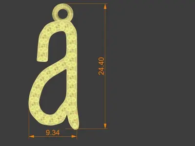 Diamond Lower Case A Pendant Gold Silver Platinum Jewelry 3D print model