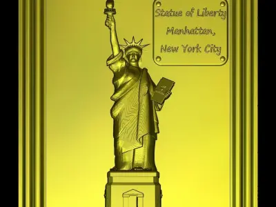 Liberty Statue Panno STL File for CNC Relief engraving 3D model