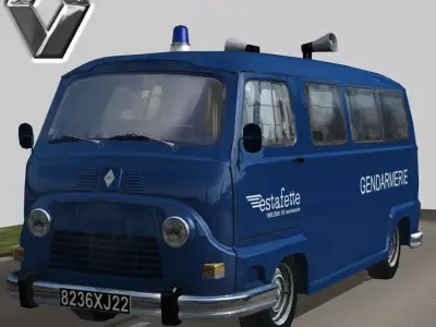 Renault Estafette Gendarmerie Low-poly 3D model