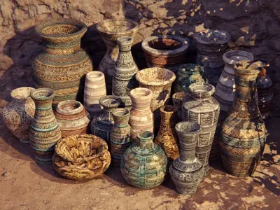 Mega Vase Pack Low-poly 3D model