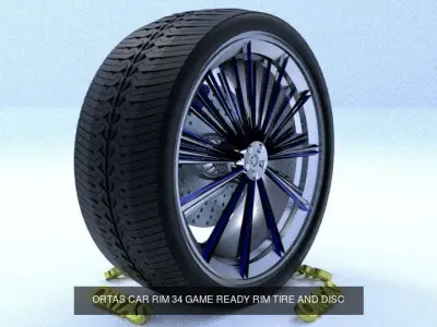 ORTAS CAR RIM 33-34 GAME READY RIM TIRE AND DISC 3D Model Pack