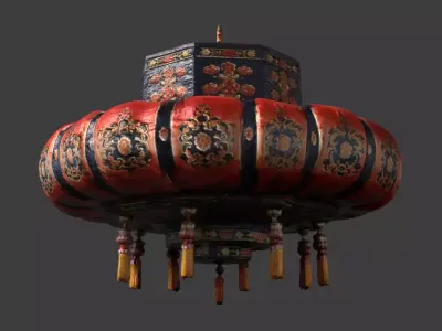 Chinese palace lantern   Low-poly 3D model