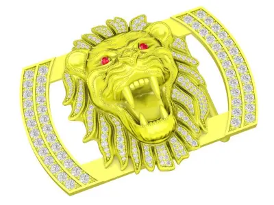 Luxury Diamond Lion Gold Belt Buckle 4562A 3D print model