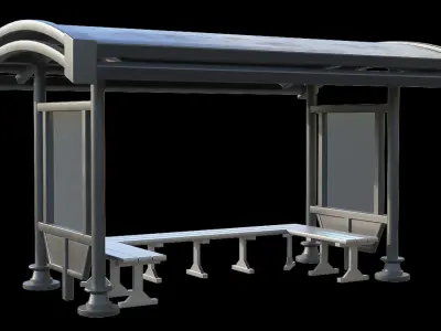 Game Ready Bus Stop 20 Low-poly 3D model