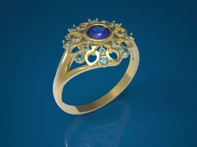 Pretty ring - Titanic sapphire 3D print model 3D print model