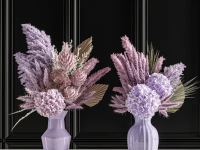 Flower Set 019 purple pampas 3D model