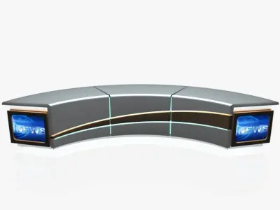 Virtual TV Studio News Desk 4 3D model