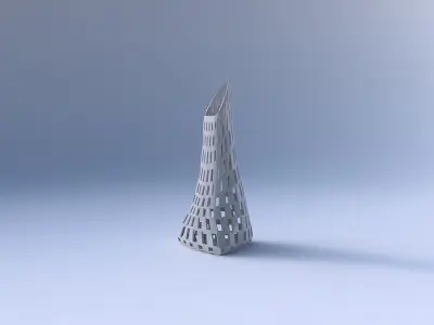 Vase grounded tipping triangle with checker grid lattice 3D print model