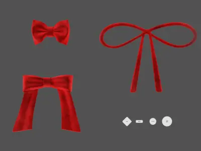 Fabric Bow and Tie Pack Set Low-poly 3D model