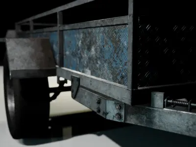 Physics-Based Destructible Vehicle Trailer Low-poly 3D model