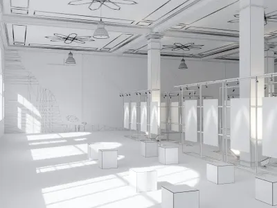 Game ready Exhibition room Low-poly 3D model