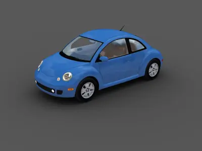 Volkswagen Beetle 2004 Low-poly 3D model
