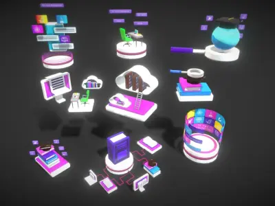 3D Button Collections9 Low-poly 3D model