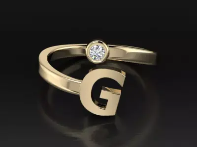 Alphabet Jewelry ring G 3D print model
