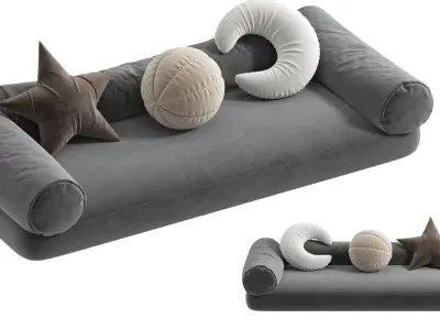 Sofa and Docorative Pillows 3D model