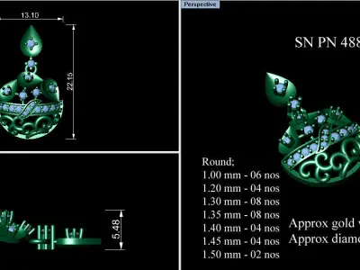 Pendant Earrings combo - 4884 3D print model
