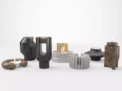 oOumm Candle Holders Decor Set 3D model