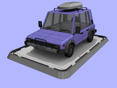 Cartoon Low Poly Jeep Crossover Car Low-poly 3D model