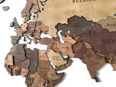 Wooden panel - world map 2 3D model