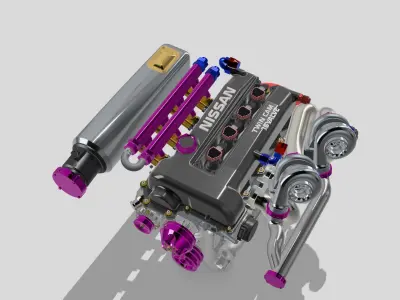 SR20 Engine x3 combos ITB Turbo Twin Turbo 3D print model