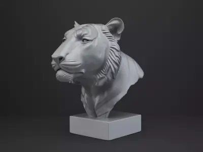 Tiger Bust - Animal Figurine 3D print model