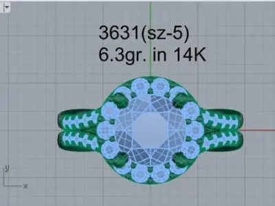 Round Diamond Halo Luxury Ring 3631 3D print model