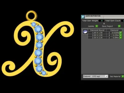 Alphabet V1 Font Style Pendant X 3D print model