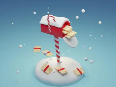 Christmas Mailbox Low-poly 3D model