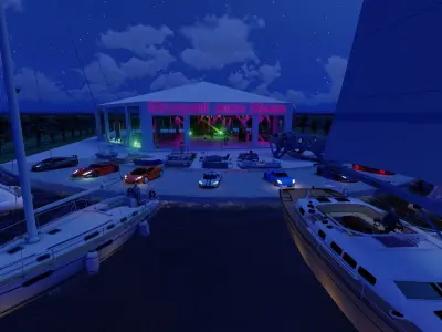LUXUARY VILLA FOR MUSIC PARTY WITH SPORTS CARS  Low-poly 3D model