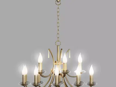 Monaco light brass chandelier 3D model