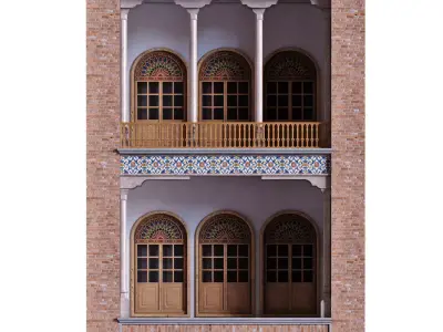 islamic exterior facade element set 816 Low-poly 3D model