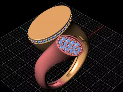 Luxury 2 piece women jewelry ring 3D print model