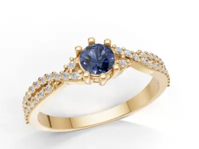 Modelo 3D de Anel Solitario pronto para Impressao 3D e Fundicao 3D print model