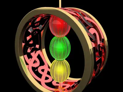 Chinese red lantern 3D model 15