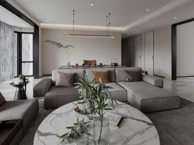 3D Model of Modern Living Room Furniture - Editable in 3ds Max 3D model