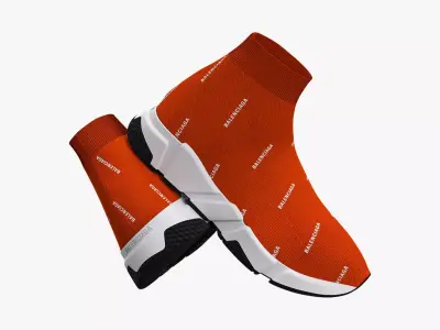 Balenciaga Speed Trainers Orange 3D model