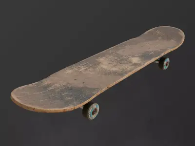 Old Skateboard Low-poly 3D model