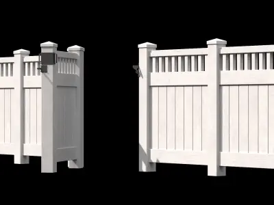 Wooden Fence set PBR 08 Low-poly 3D model